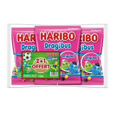 HARIBO Bonbons Dragibus original 2x250g +1 offert