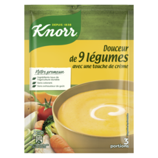 KNORR Soupe déshydratée douceur de 9 légumes avec une touche de crème 3 personnes 90g