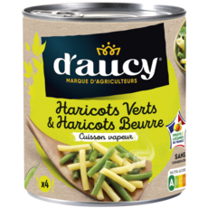 D'AUCY Duo de haricots verts et haricots beurre 100% cultivés France 455g