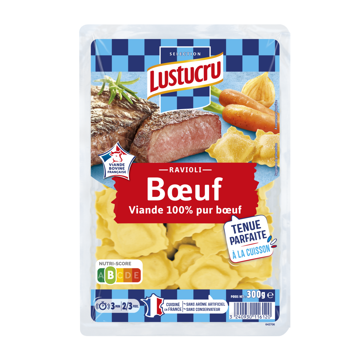 lustucru ravioli pur bœuf 2 3 portions 300g pas cher a prix auchan