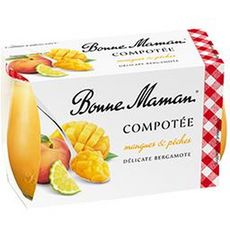BONNE MAMAN Compotée mangue et pêche Délicate bergamote  2x130g