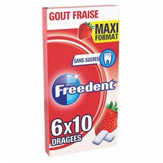 FREEDENT Chewing-gum sans sucres fraise 6x10 pièces  84g