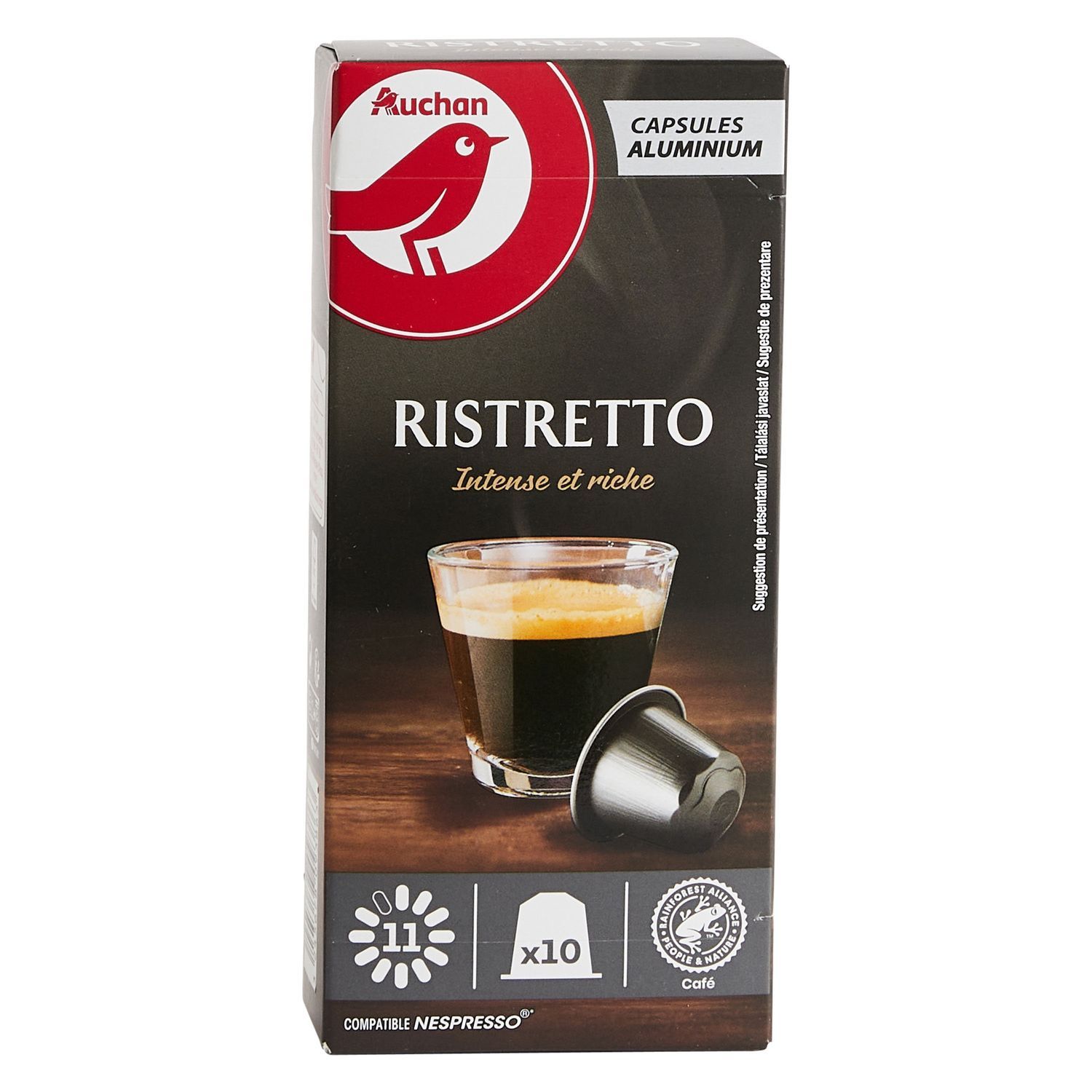 AUCHAN Capsules de café ristretto n°11 compatibles Nespresso 52g