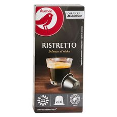 AUCHAN Capsules de café ristretto n°11 compatibles Nespresso  52g 10 capsules