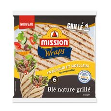 MISSION Wraps de blé nature grillés 6 wraps 370g