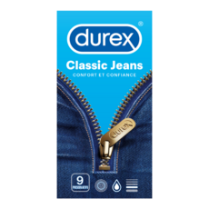 DUREX Préservatifs classic jeans confort et confiance 9 préservatifs