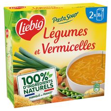 LIEBIG Pastasoup' Légumes et vermicelles 100% ingrédients naturels 2 personnes 2x30cl