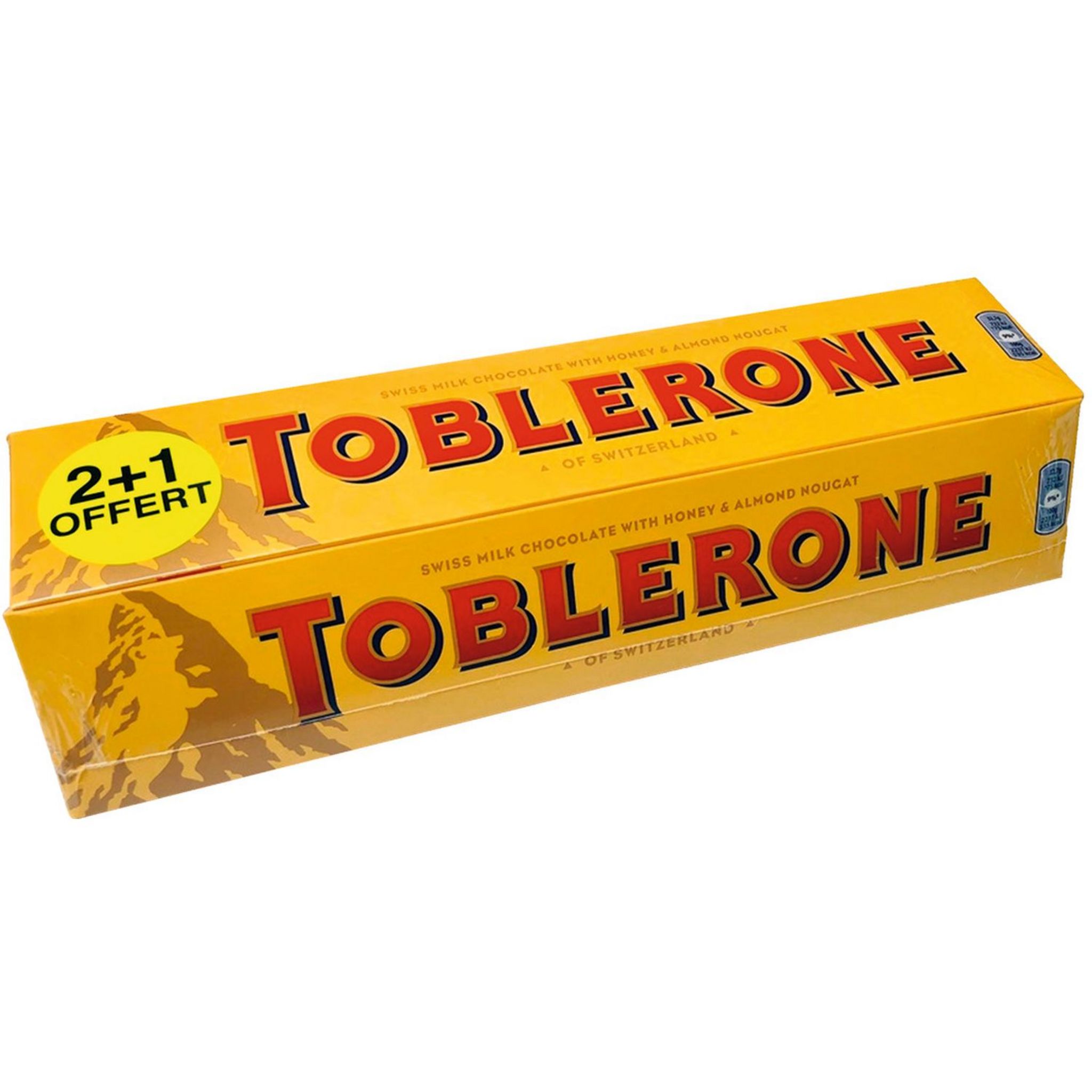 TOBLERONE Barre chocolatée au chocolat blanc miel nougat et amandes 360g  pas cher 