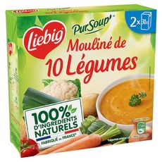 LIEBIG Pursoup' Mouliné de 10 légumes 100% ingrédients naturels 2 personnes 2x30cl