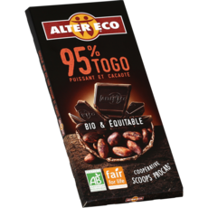 ALTER ECO Tablette de chocolat noir bio et équitable Togo 95% 1 pièce 90g