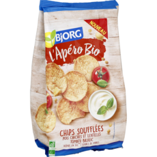 BJORG L'Apéro Bio Chips soufflées pois chiches lentilles tomate basilic 80g