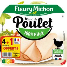 FLEURY MICHON Blanc de poulet 100% filet  4 tranches +1 offerte  188g
