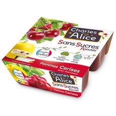 CHARLES & ALICE Spécialité pomme cerise sans sucres ajoutés 4x97g