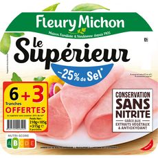 FLEURY MICHON Le Supérieur Jambon -25% de sel 2x6 tranches + 4 offertes 480g