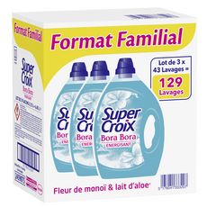 SUPER CROIX Lessive liquide Bora Bora fleur de monoï & lait d'aloé 129 lavages 3x2.15l