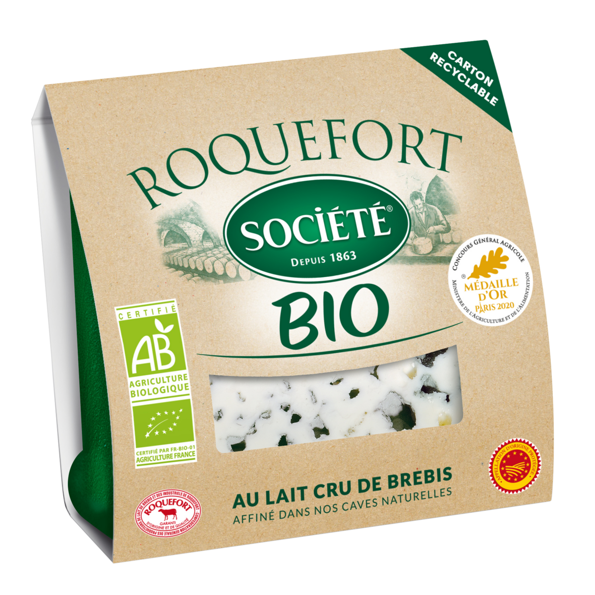 SOCIETE Roquefort Bio AOP 100g Pas Cher - Auchan.fr