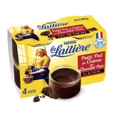 LA LAITIERE Pot de crème au chocolat extra-noir 4x100g