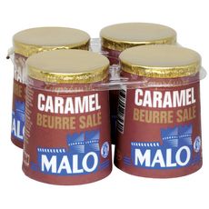 MALO Yaourt emprésuré au caramel et sel de Guérande 4x125g