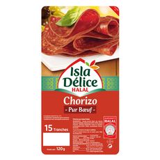 ISLA DELICE Chorizo pur boeuf halal 15 tranches 120g