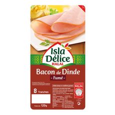 ISLA DELICE Bacon de dinde fumé halal 8 tranches 120g
