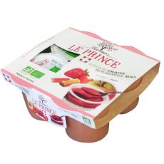 THOMAS LE PRINCE Coupelles bio pomme fraise rhubarbe sans sucres ajoutés 4x130g