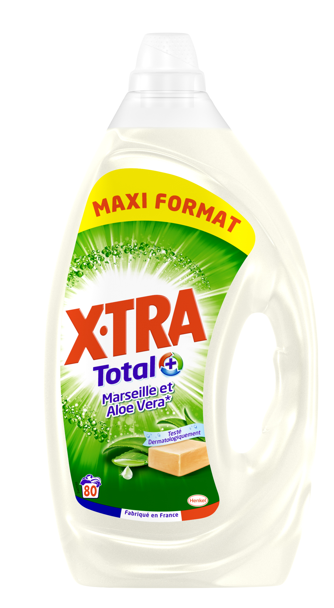 Promo Xtra les 80 doses de lessive liquide fraîcheur ou les 80 doses de lessive  liquide total + encore plus frais chez Stokomani