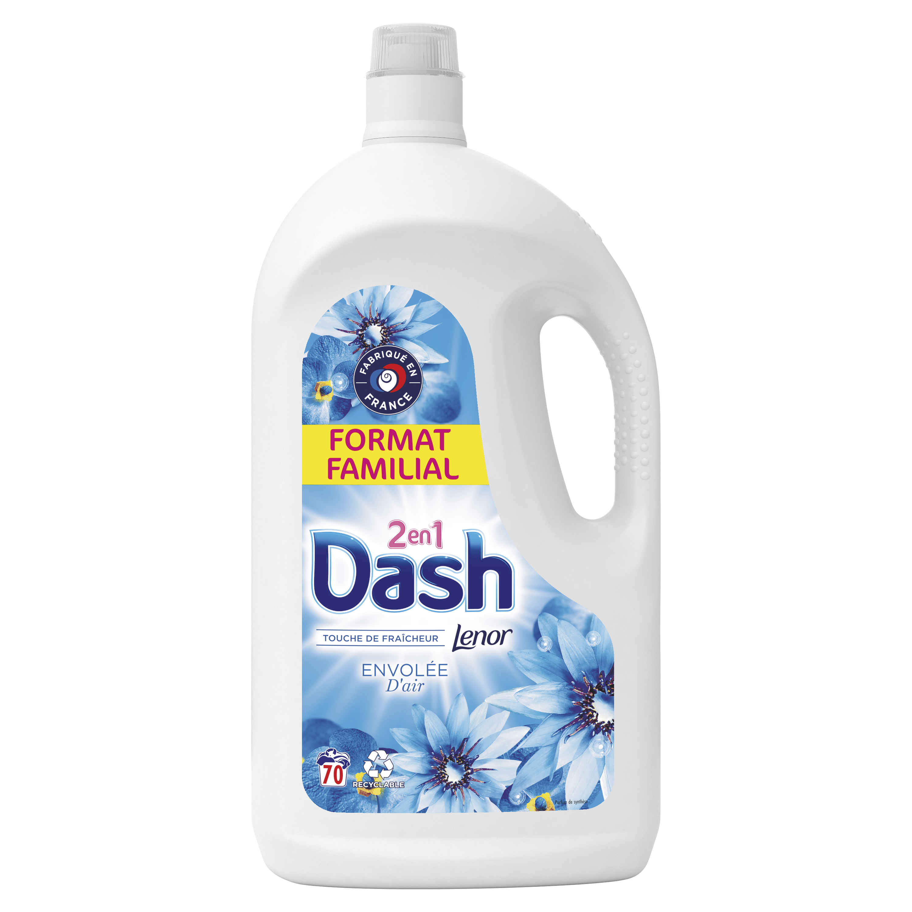 DASH Lessive liquide 2 en 1 envolée d'air 70 lavages 3,5l pas cher 