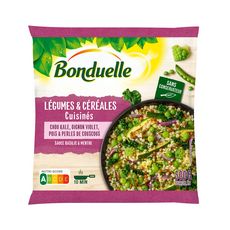 BONDUELLE Légumes et céréales cuisinés chou kale, oignon violet, pois et perles de couscous 5 portions 500g