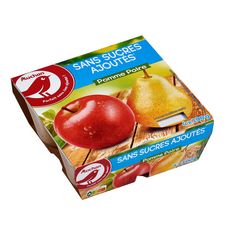 AUCHAN Spécialité pomme poire sans sucres ajoutés 4x100g