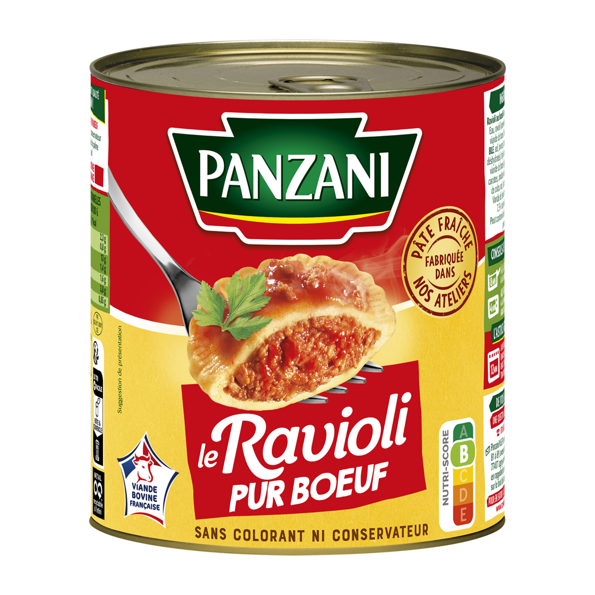 panzani ravioli pur bœuf 2 personnes 800g pas cher a prix auchan