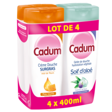 CADUM Crème douche surgras et hydratation végétal peaux sèches Lot de 4 4x400ml