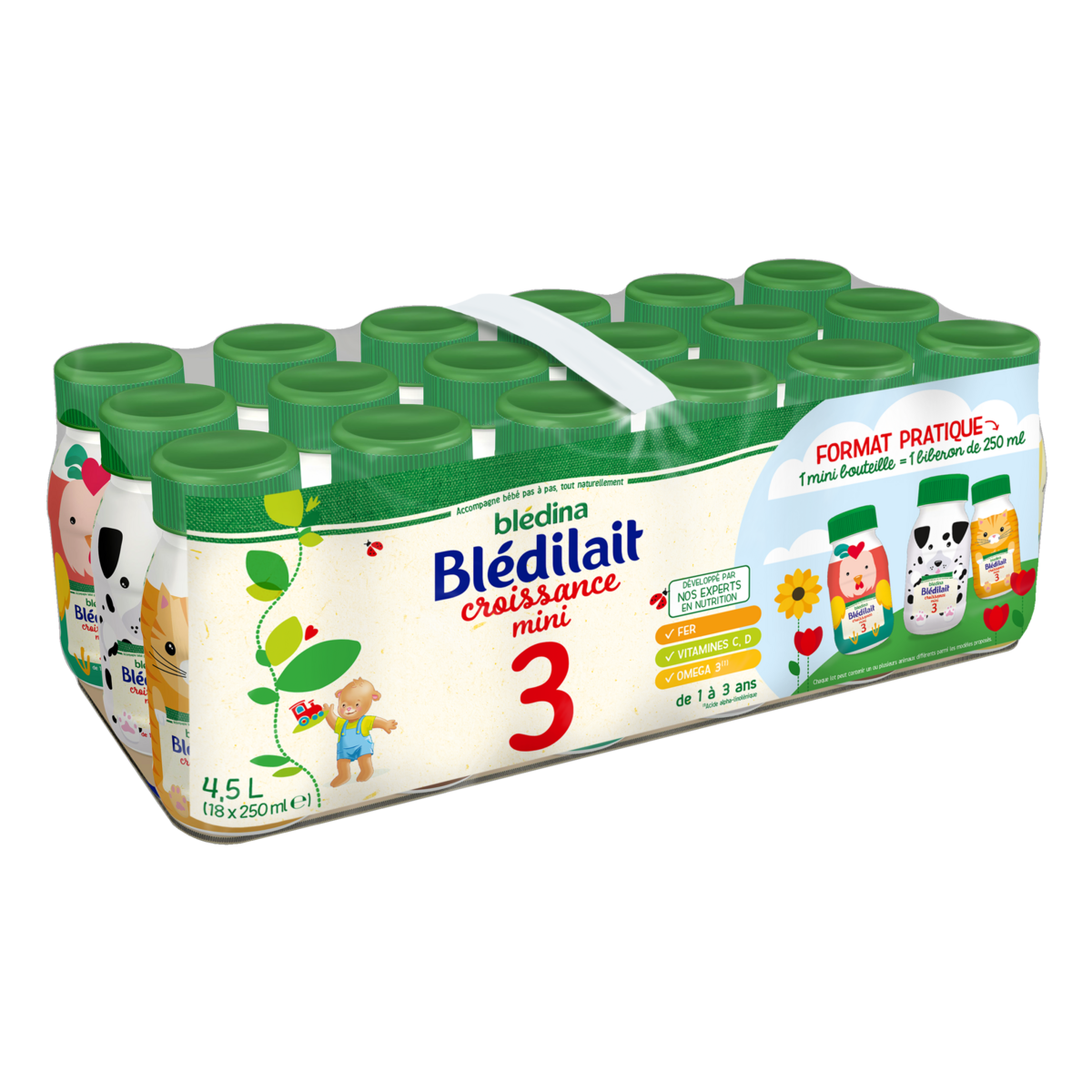 BLEDINA Blédilait 3 lait de croissance liquide de 10 mois 18x25cl pas cher  