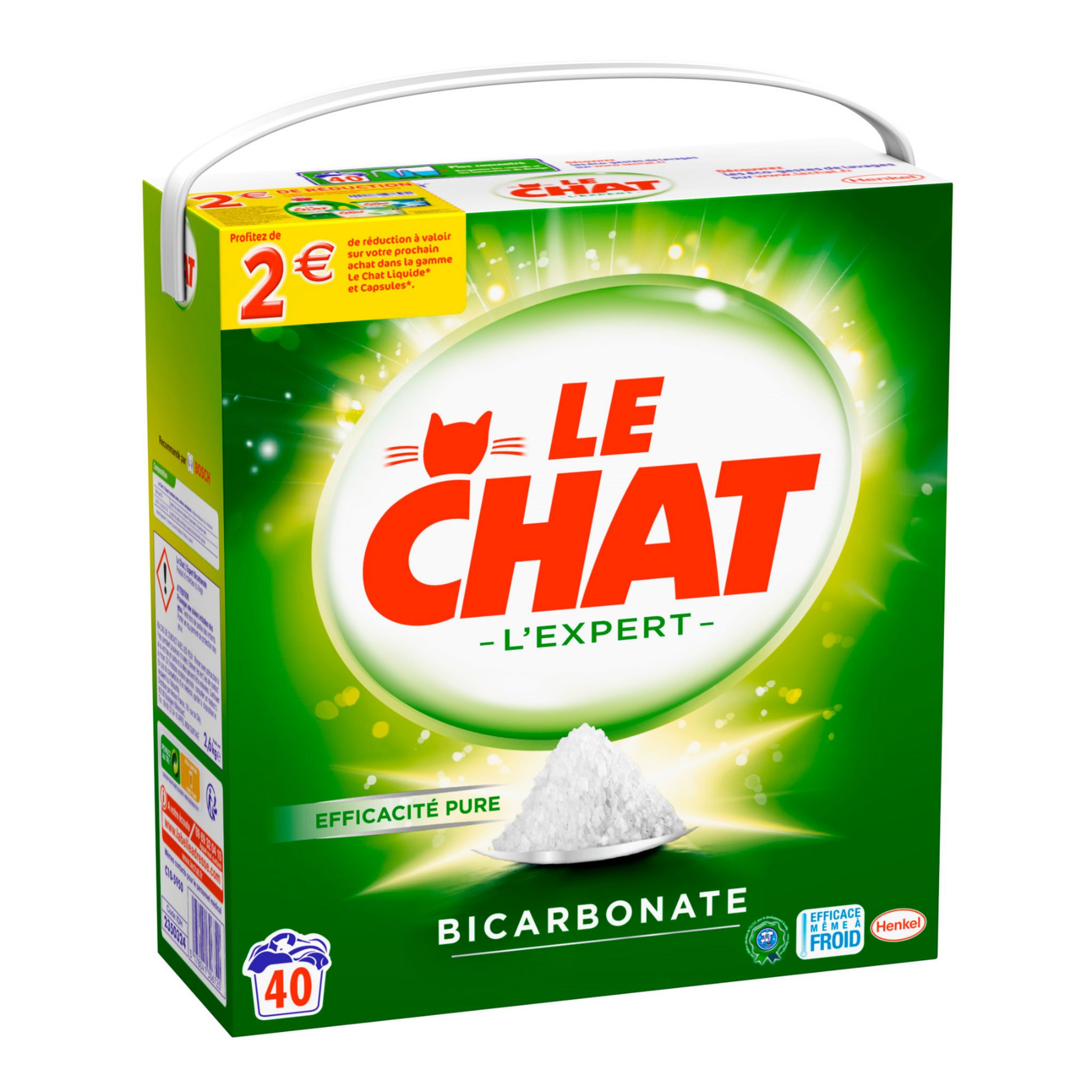 Le Chat Lessive Poudre Au Bicarbonate 40 Lavages 2 8kg Pas Cher A Prix Auchan