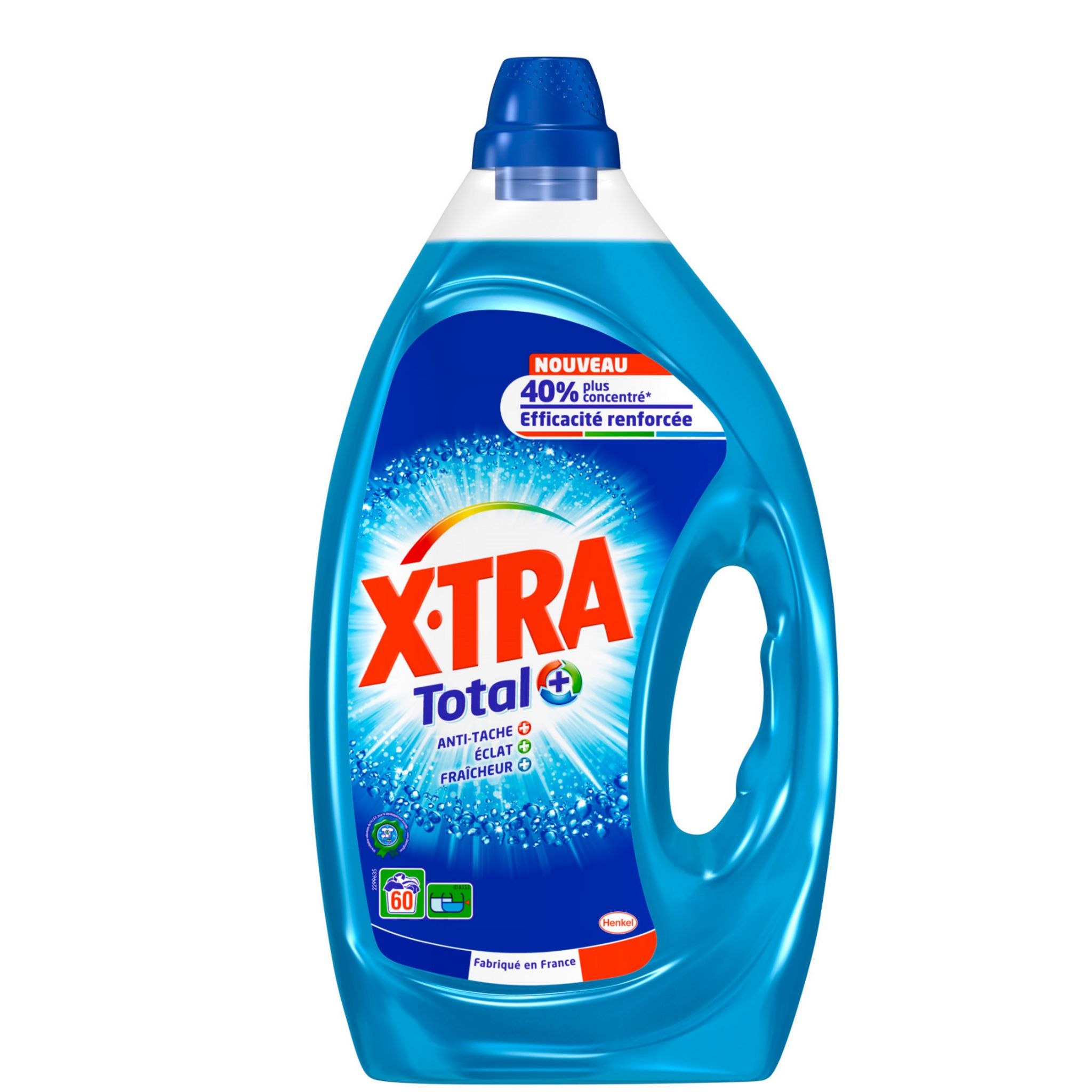 Lessive liquide total X-TRA : le lot de 2 bidons de lessive de 3L