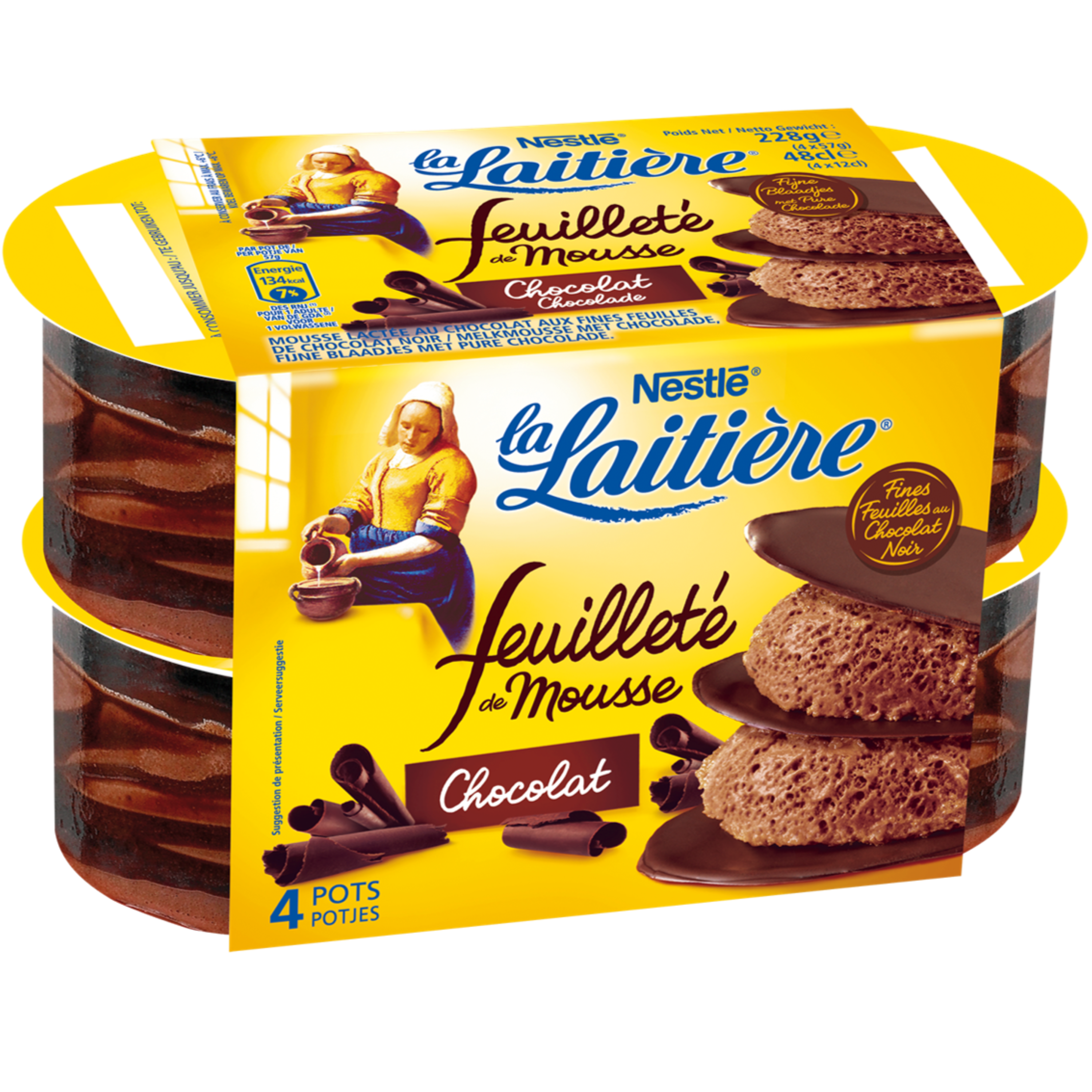 AUCHAN Mousse au chocolat au lait 4x12cl pas cher 