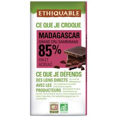 ETHIQUABLE Tablette de chocolat noir bio de Madagascar 85% 1 pièce 100g