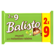 BALISTO Barres chocolatées au muesli noisettes et raisins 2x9 barres 333g