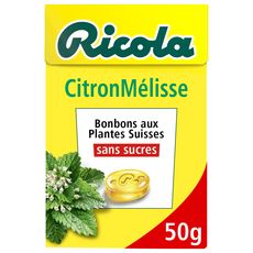 RICOLA Bonbons suisses aux plantes sans sucres saveur citron mélisse 50g