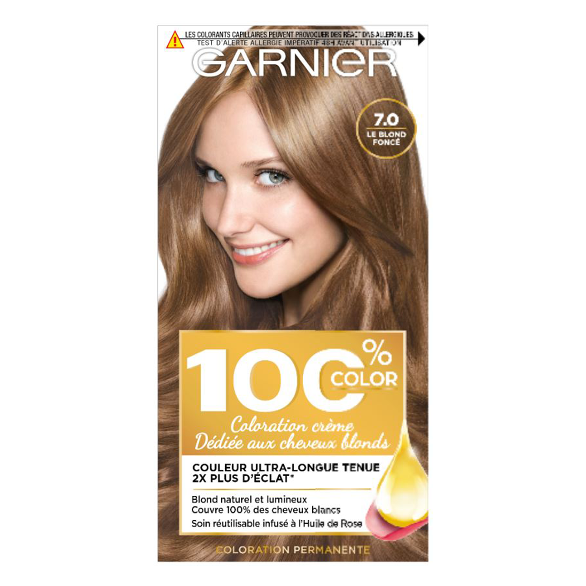 Garnier 100 Color Coloration Permanente 7 0 Blond Fonce 1 Kit Pas Cher A Prix Auchan