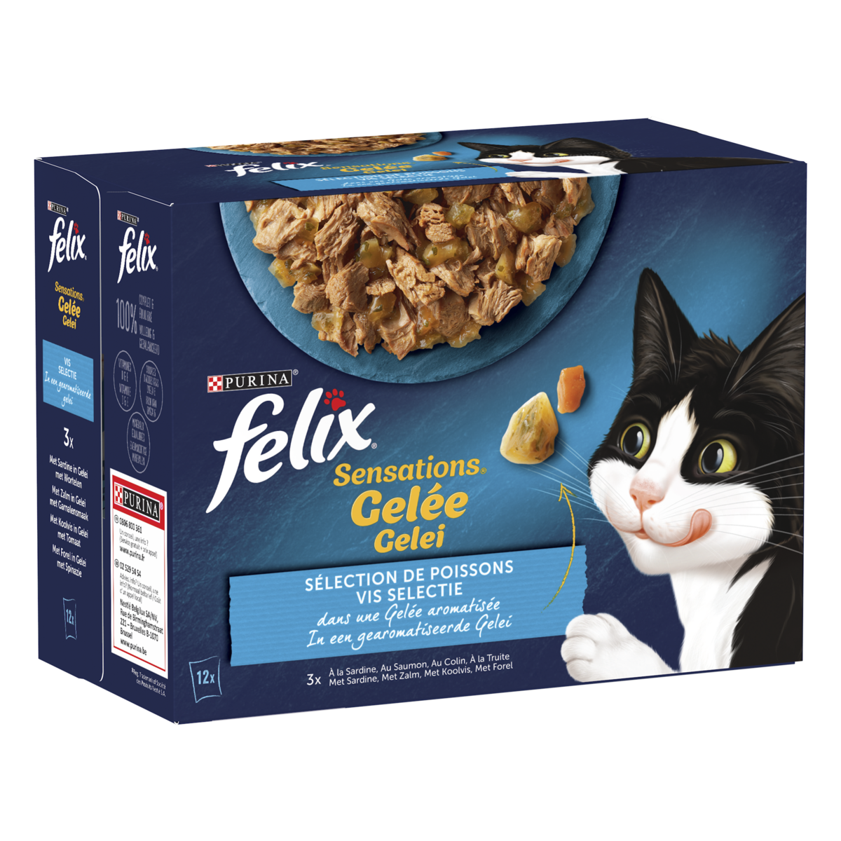 Felix Sensations Sachets Repas Patee En Gelee Poissons Pour Chat 12x100g Pas Cher A Prix Auchan