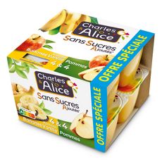 CHARLES & ALICE Spécialité pommes bananes vanille et pommes 8 pots 800g