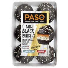 PASO Mini black burger saumon fumé fromage frais et ciboulette 6 pièces 190g
