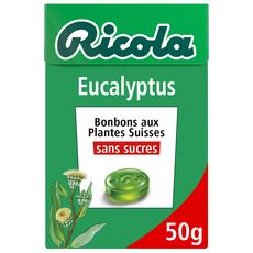 RICOLA Bonbons suisses aux plantes sans sucres saveur eucalypthus 50g