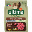 ULTIMA NATURE Croquettes sans céréale boeuf légumes pour chat stérilisé 1,1kg
