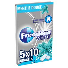FREEDENT Chewing-gums étui sans sucres menthe douce 5x10 dragées 70g