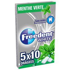 FREEDENT White chewing-gums sans sucres menthe verte 5x10 dragées 70g