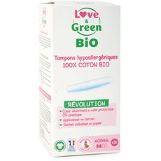 LOVE ET GREEN Tampons hypoallergénique normal avec applicateur bio 16 tampons