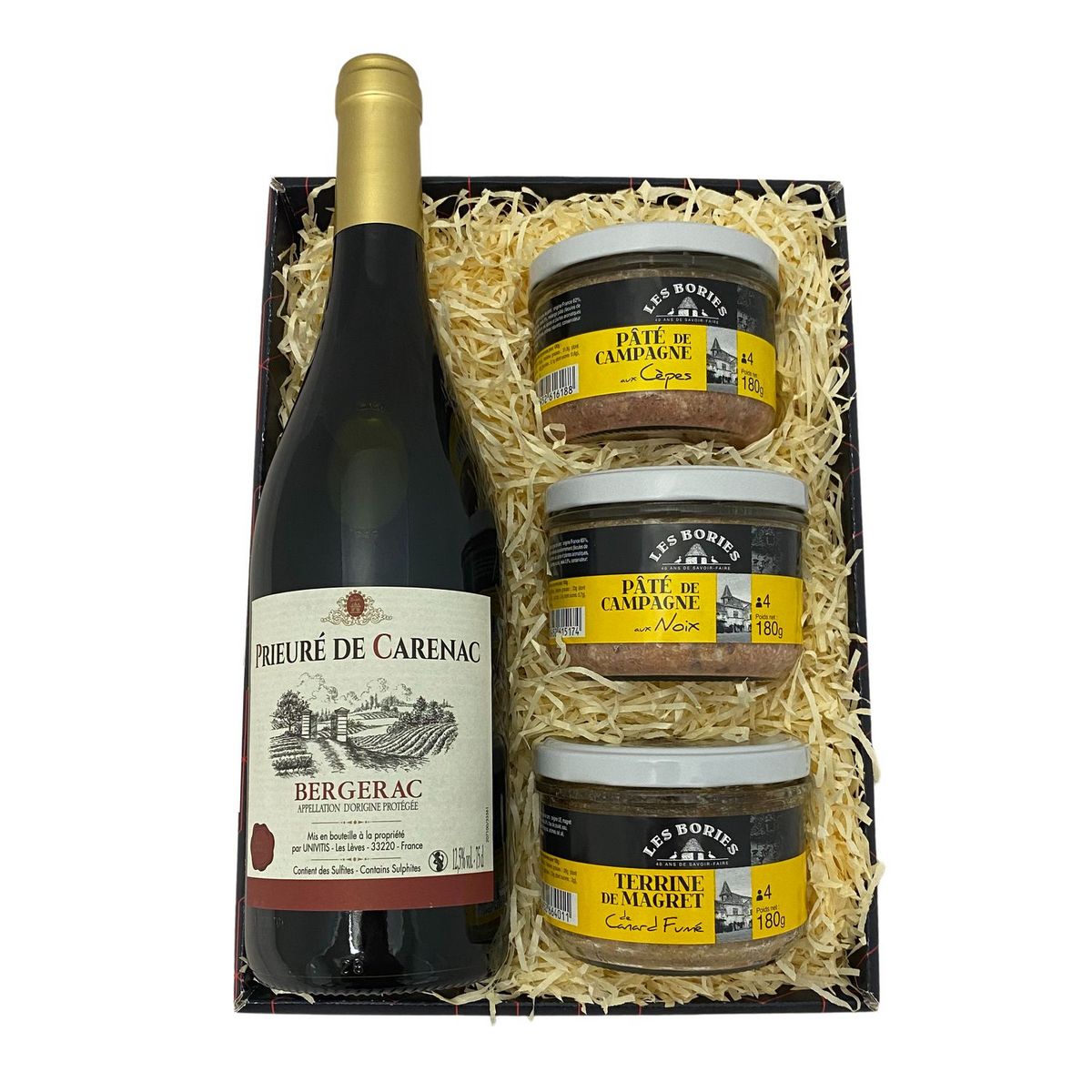 BORIES Coffret la sarladaise vin pâtés de campagne et terrine 4