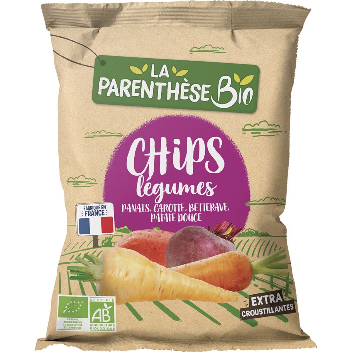 LA PARENTHESE BIO Chips de légumes bio panais carotte betterave et patate douce 75g