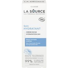 LA SOURCE Soin hydratant crème riche bio hydratation 24h peaux normales à sèches 40ml